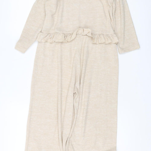 River Island Girls Beige Jumpsuit 9-10 Years with Ruffle Detail