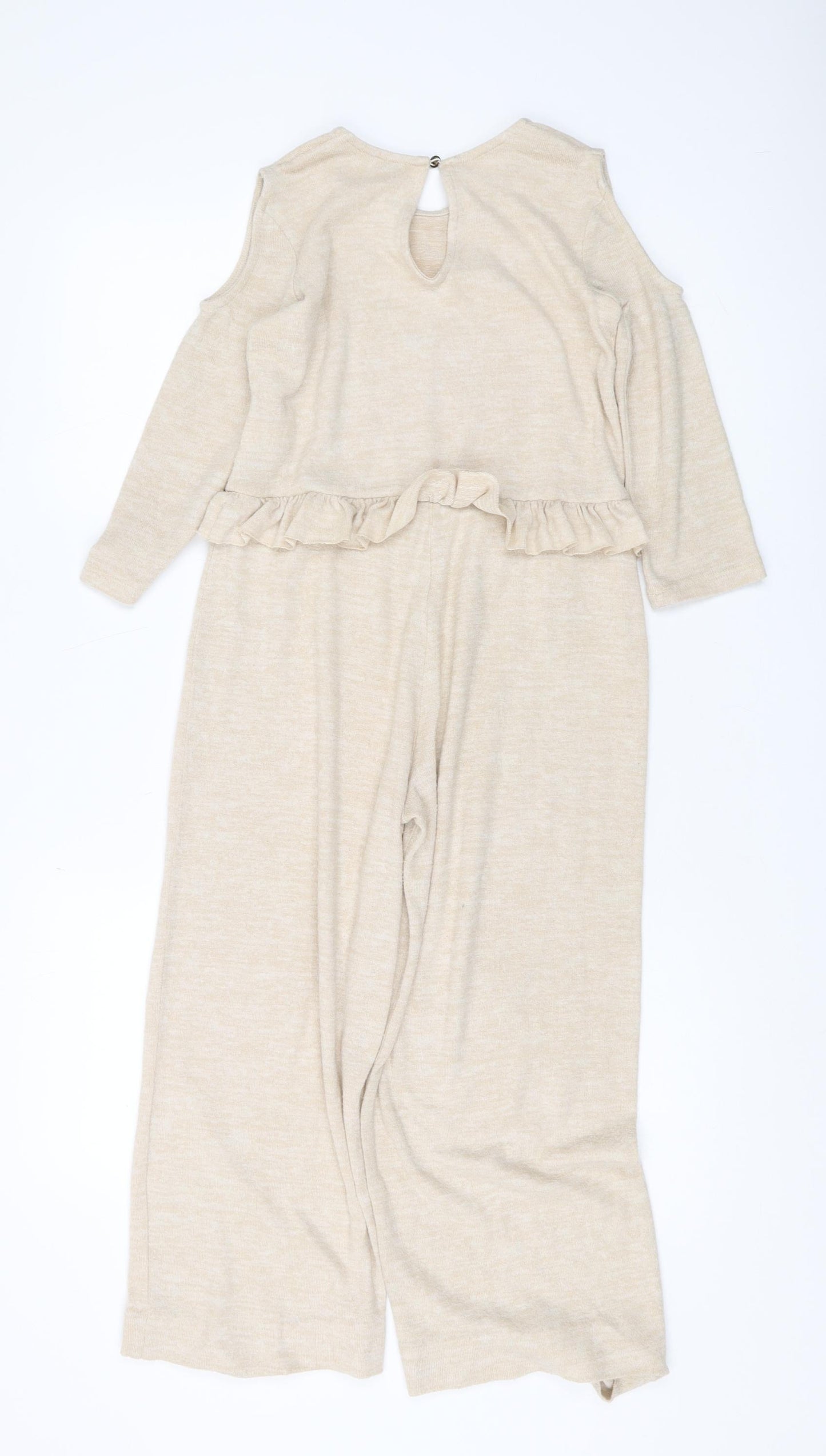 River Island Girls Beige Jumpsuit 9-10 Years with Ruffle Detail