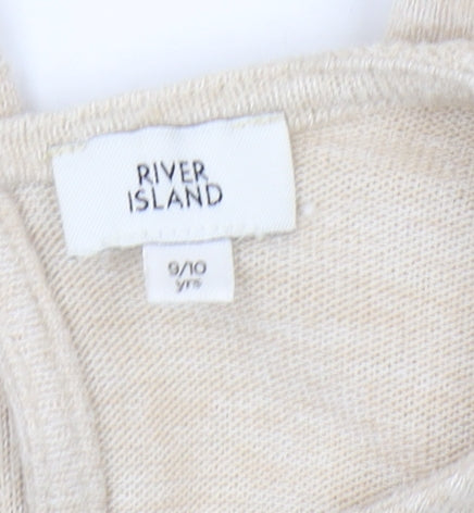 River Island Girls Beige Jumpsuit 9-10 Years with Ruffle Detail