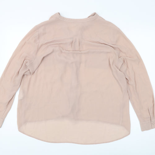 Warehouse Women Beige Button-Up Blouse Size 18
