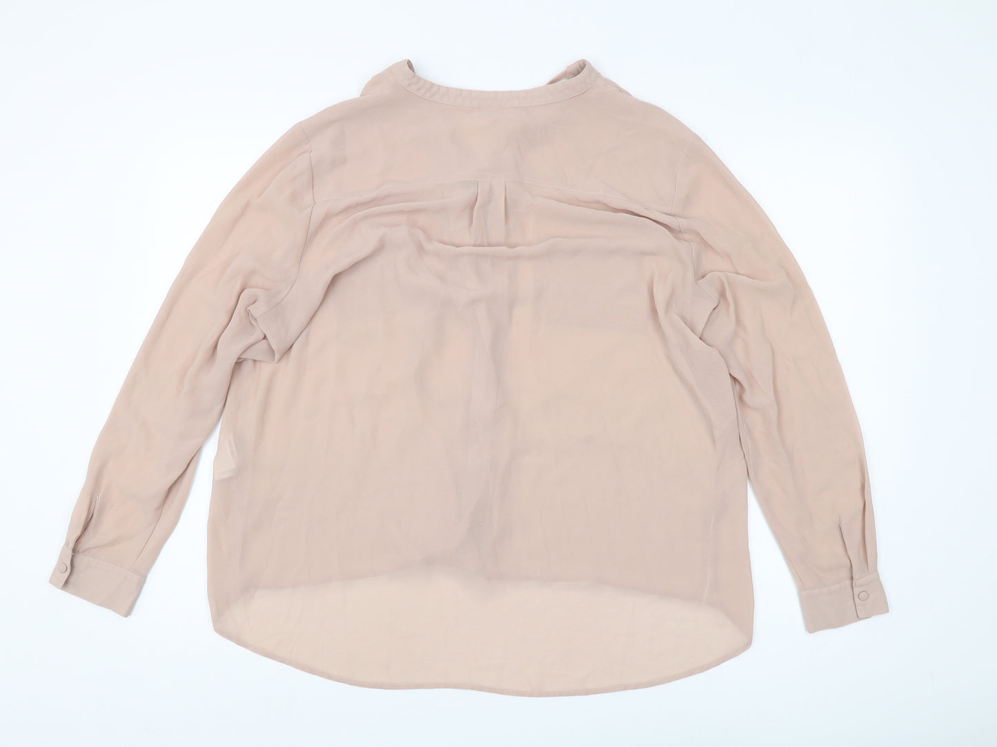 Warehouse Women Beige Button-Up Blouse Size 18