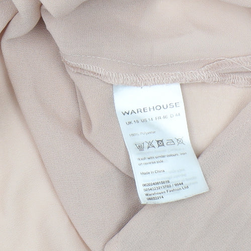 Warehouse Women Beige Button-Up Blouse Size 18
