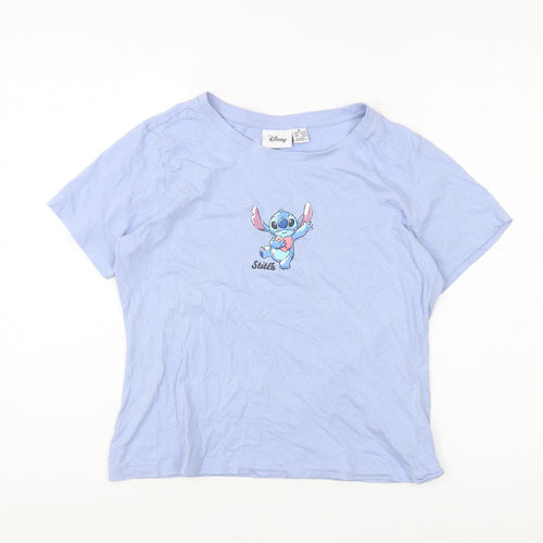 Disney Women’s Blue Stitch T-Shirt, Medium, Cartoon Style