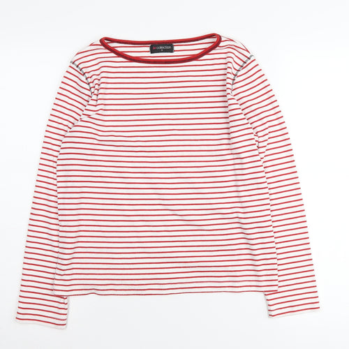 bm Collection Women's Red Striped Long Sleeve T-Shirt