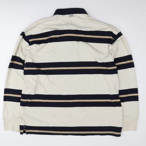 Marks and Spencer Men’s Beige Striped Long Sleeve Polo M