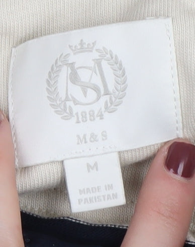 Marks and Spencer Men’s Beige Striped Long Sleeve Polo M