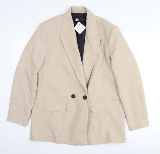 Zara Women's Beige Suit Jacket, Size 8, Double-Breasted