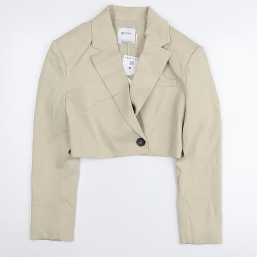 Bershka Women's Beige Cropped Blazer S - Casual Workwear