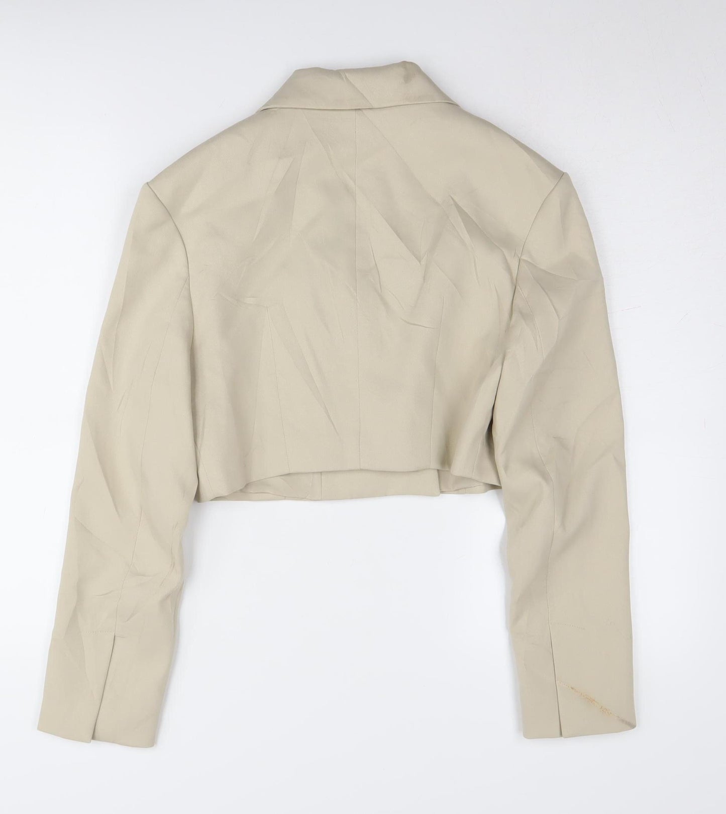 Bershka Women's Beige Cropped Blazer S - Casual Workwear