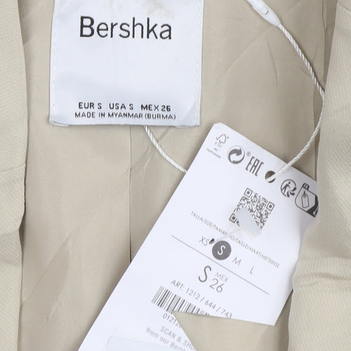 Bershka Women's Beige Cropped Blazer S - Casual Workwear