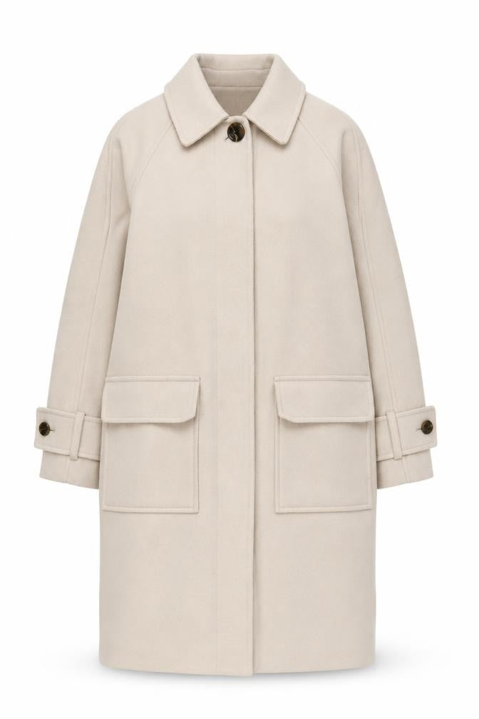 Front view of Marks & Spencer Beige Women's Overcoat -, size S