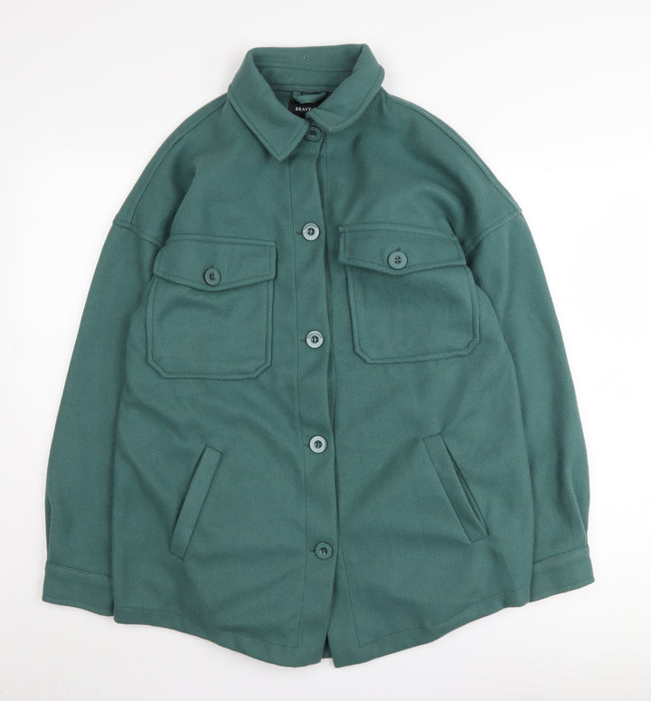 Brave Soul Women's Green Mid-Length Jacket