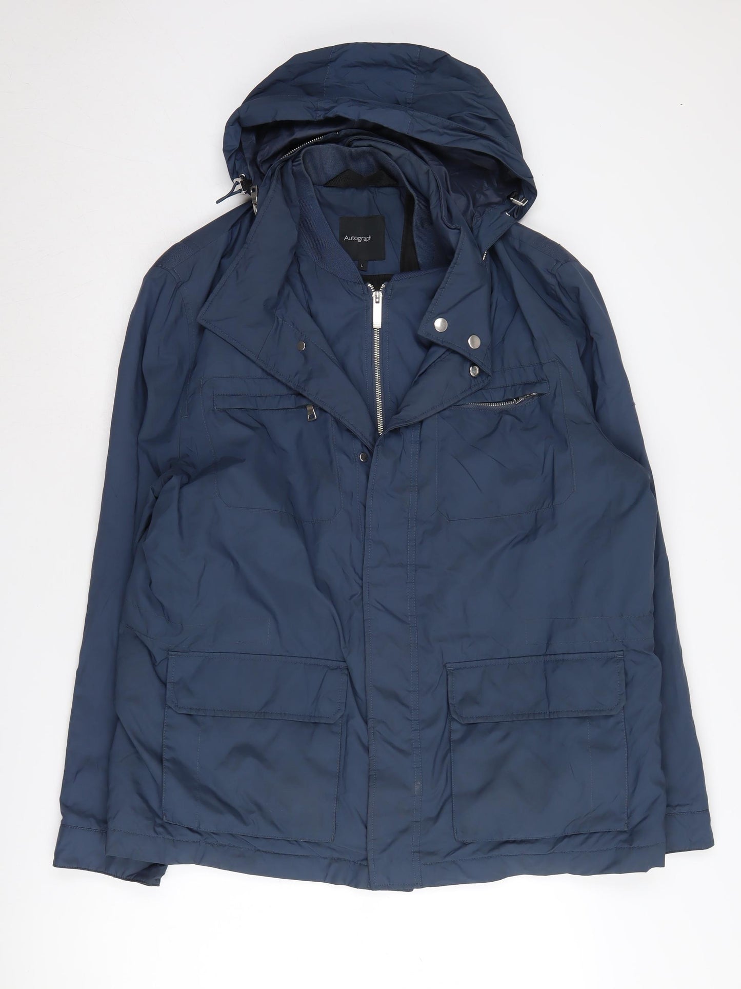 Marks and Spencer Blue Hooded Men's Jacket L