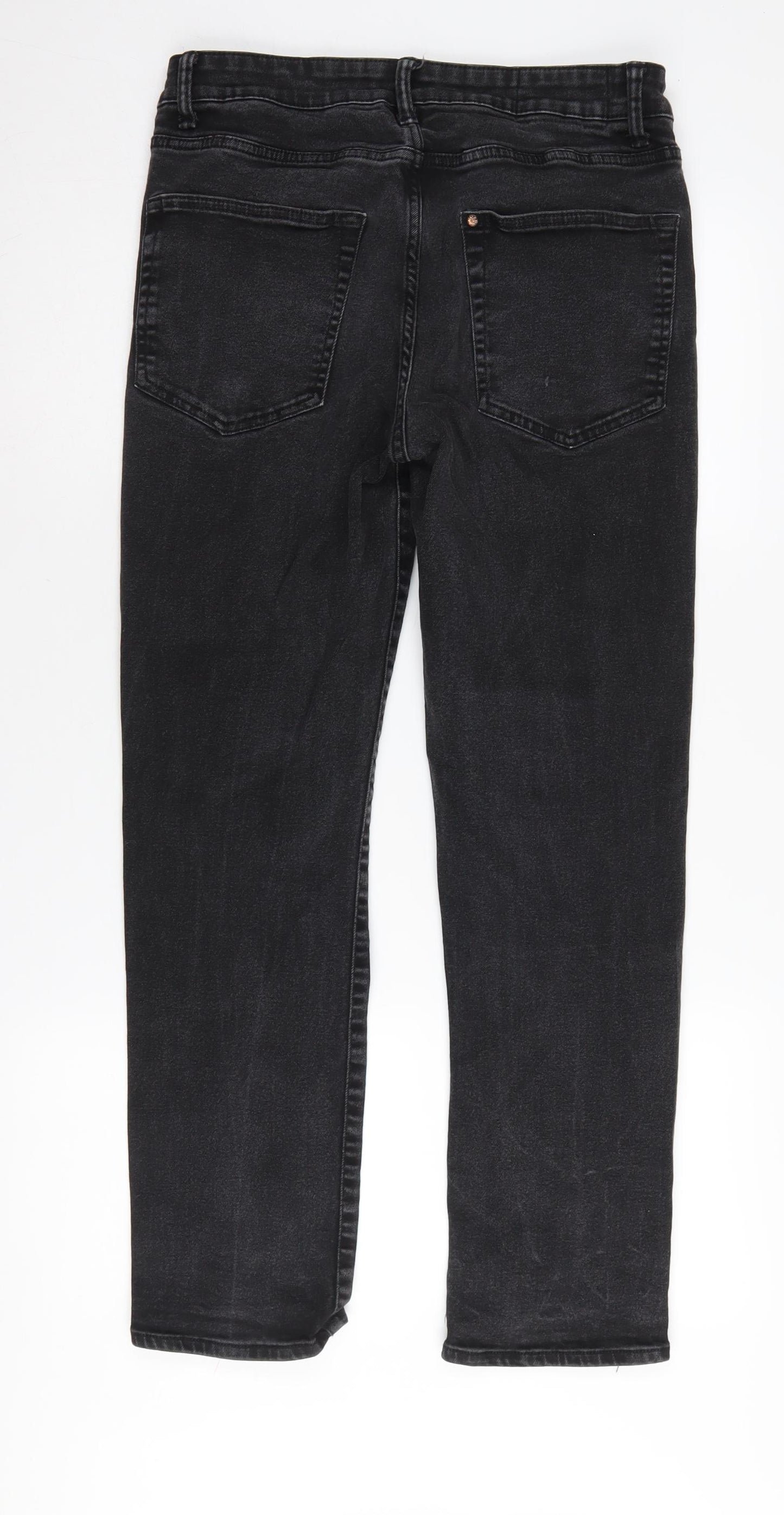 H&M Men's Black Regular Fit Straight Jeans