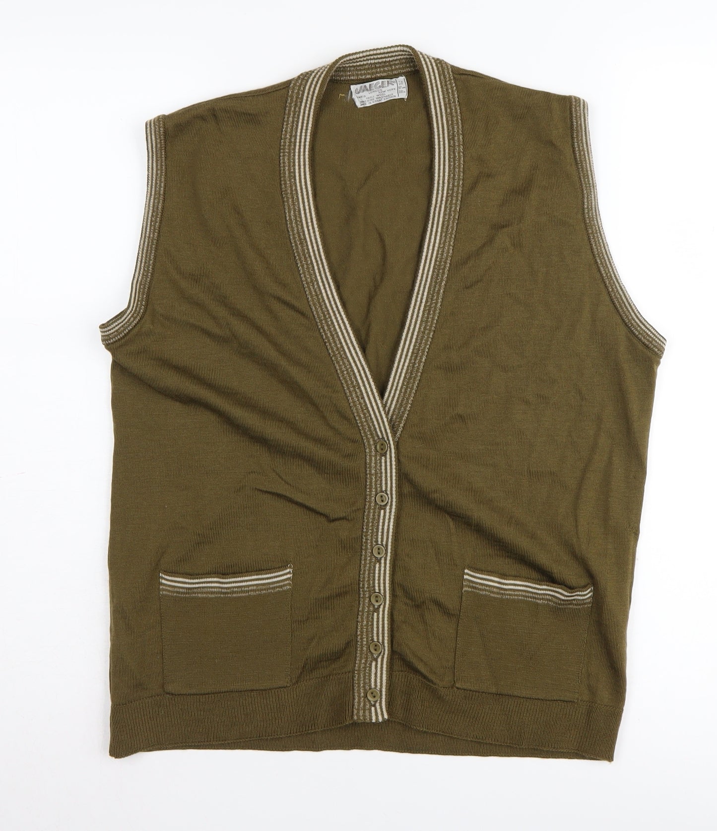 Jaeger Men's Green Wool Vest, M, Vintage Sleeveless Jumper