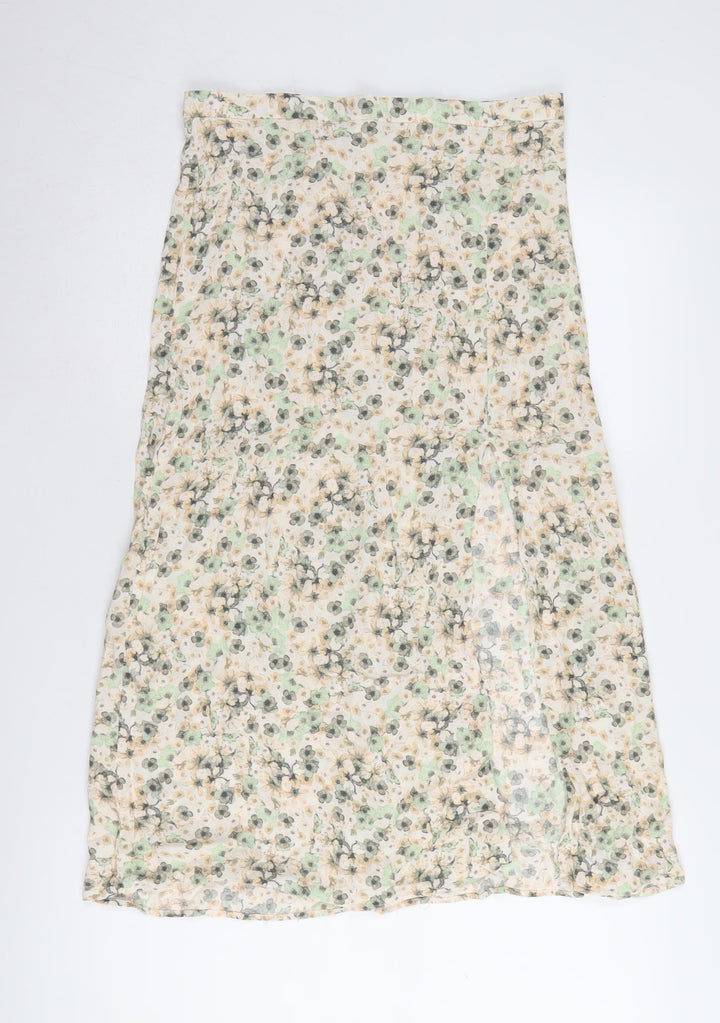 H&M Women's Floral Midi Skirt, Size 14, Viscose