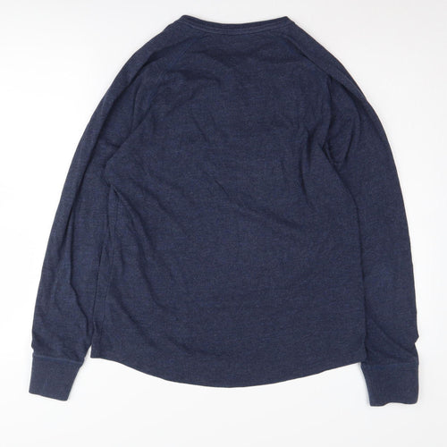 GAP Men's Blue Henley T-Shirt M Long Sleeve Solid