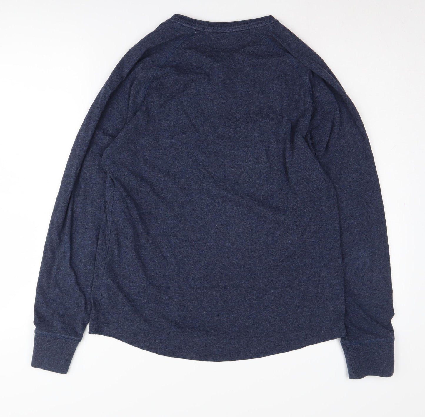 GAP Men's Blue Henley T-Shirt M Long Sleeve Solid