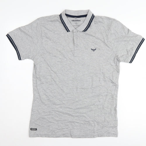 Threadbare Men's Grey Polo Shirt S Short Sleeve Casual