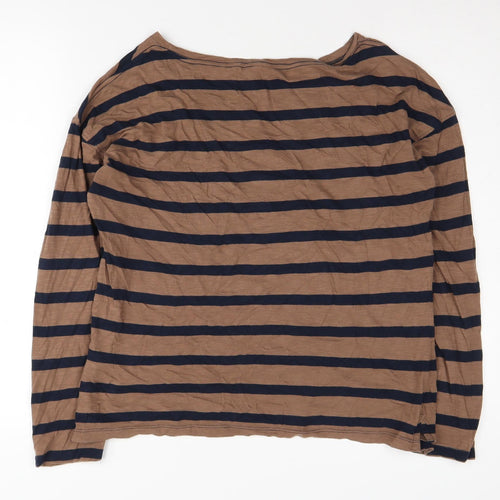 Marks and Spencer Women's Brown Striped Jersey T-Shirt