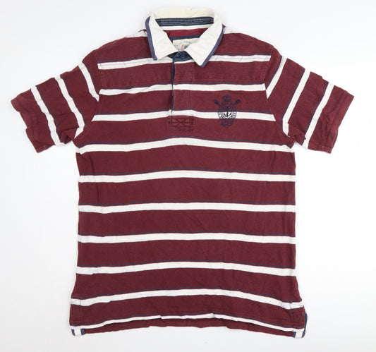 Marks and Spencer Men's Red Striped Polo Shirt M