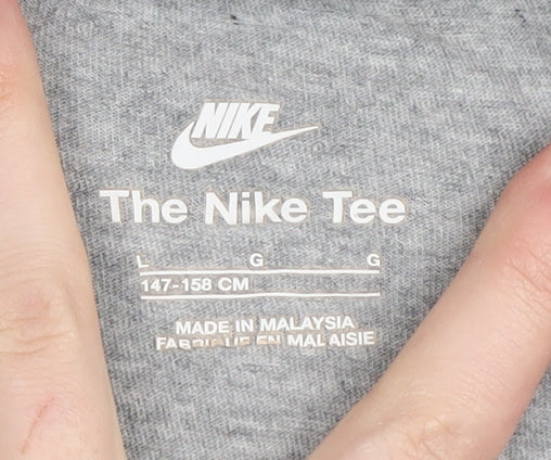 Nike Boys Grey T-Shirt L Regular Fit Logo