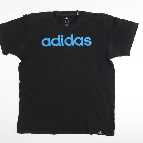 adidas Men's Black Medium Logo Crew Neck T-Shirt