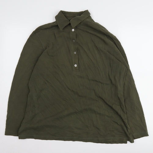 Marks and Spencer Women's Green Polo Long Sleeve Top