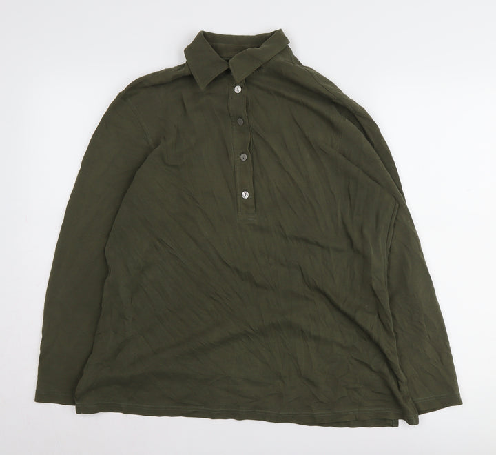 Marks and Spencer Women's Green Polo Long Sleeve Top