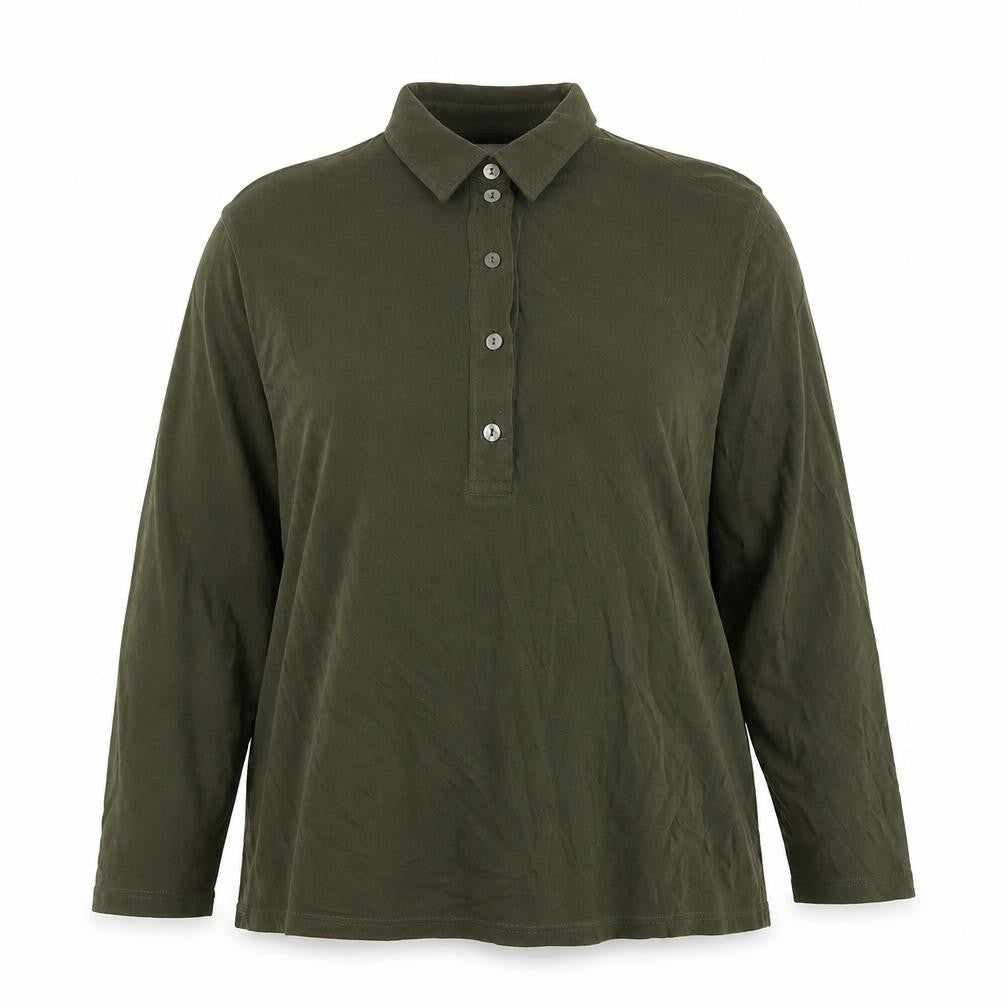 Front view of Marks & Spencer Women's Green Polo Long Sleeve Top