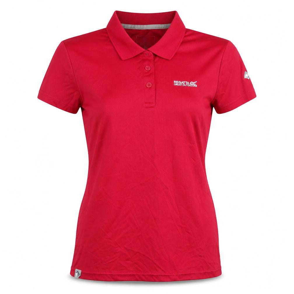 Front view of Regatta Women's Red Polo Shirt, size 10, Short Sleeve