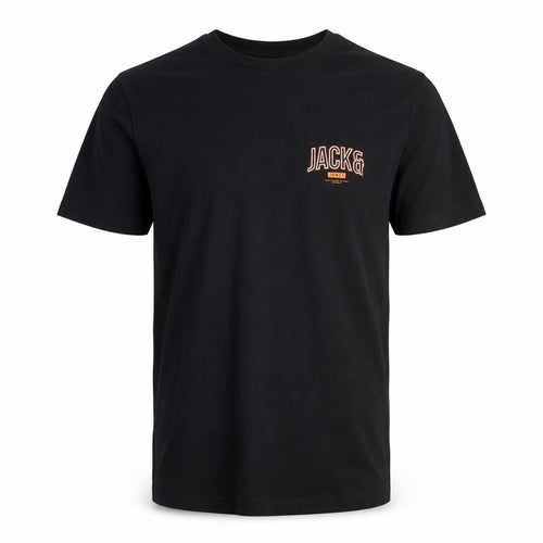 Jack & Jones Men's Black Cotton T-Shirt, Size S, Logo