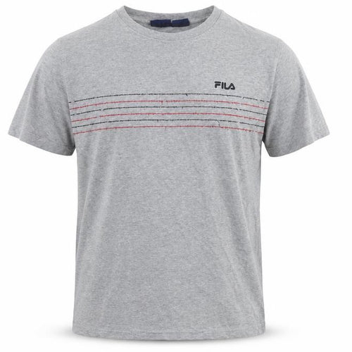 Fila Men's Grey Striped T-Shirt, Short Sleeve, Size S