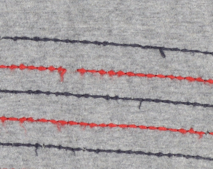 Fila Men's Grey Striped T-Shirt, Short Sleeve, Size S