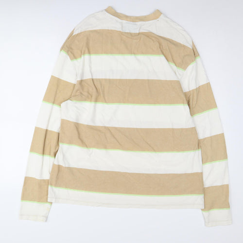 Collusion Men’s Beige Striped Pullover Sweatshirt M