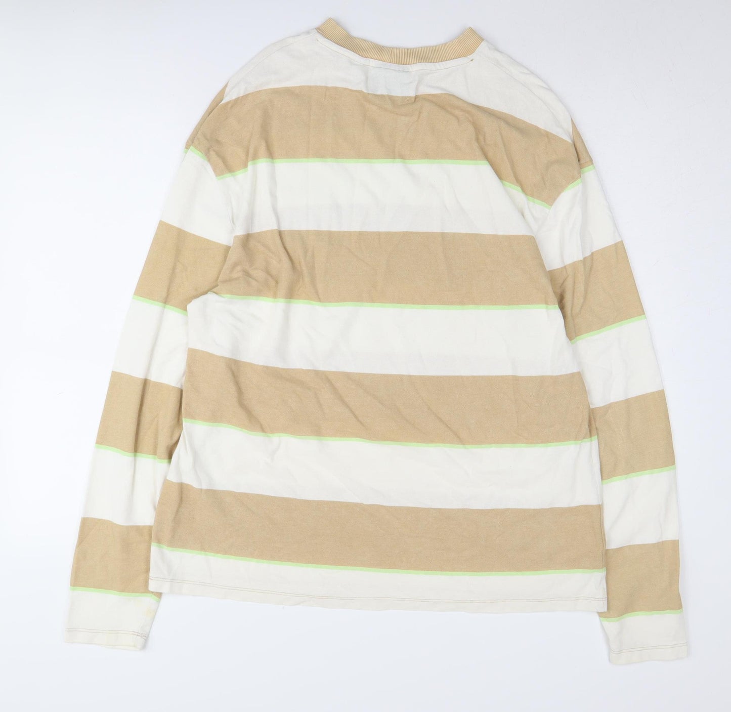 Collusion Men’s Beige Striped Pullover Sweatshirt M