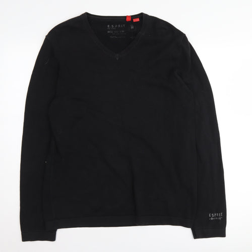 Esprit Men's Black V-Neck Pullover Jumper - Size M