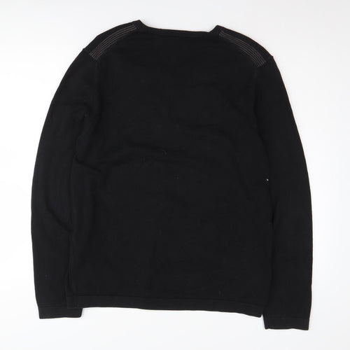 Esprit Men's Black V-Neck Pullover Jumper - Size M