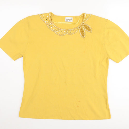 Roman Originals Women's Yellow Beaded Jumper, M