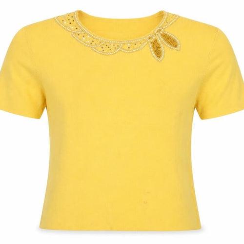 Roman Originals Women's Yellow Beaded Jumper, M