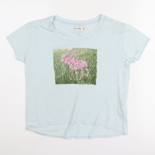 Abercrombie Girls Blue Graphic Print T-Shirt - Size 12 Years