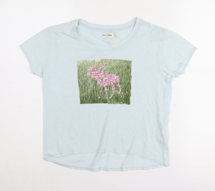 Abercrombie Girls Blue Graphic Print T-Shirt - Size 12 Years