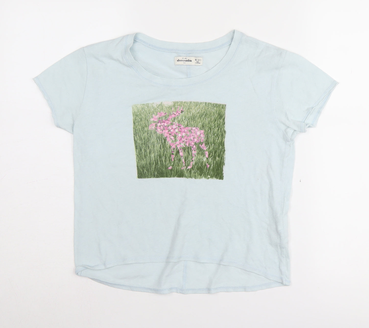 Abercrombie Girls Blue Graphic Print T-Shirt - Size 12 Years