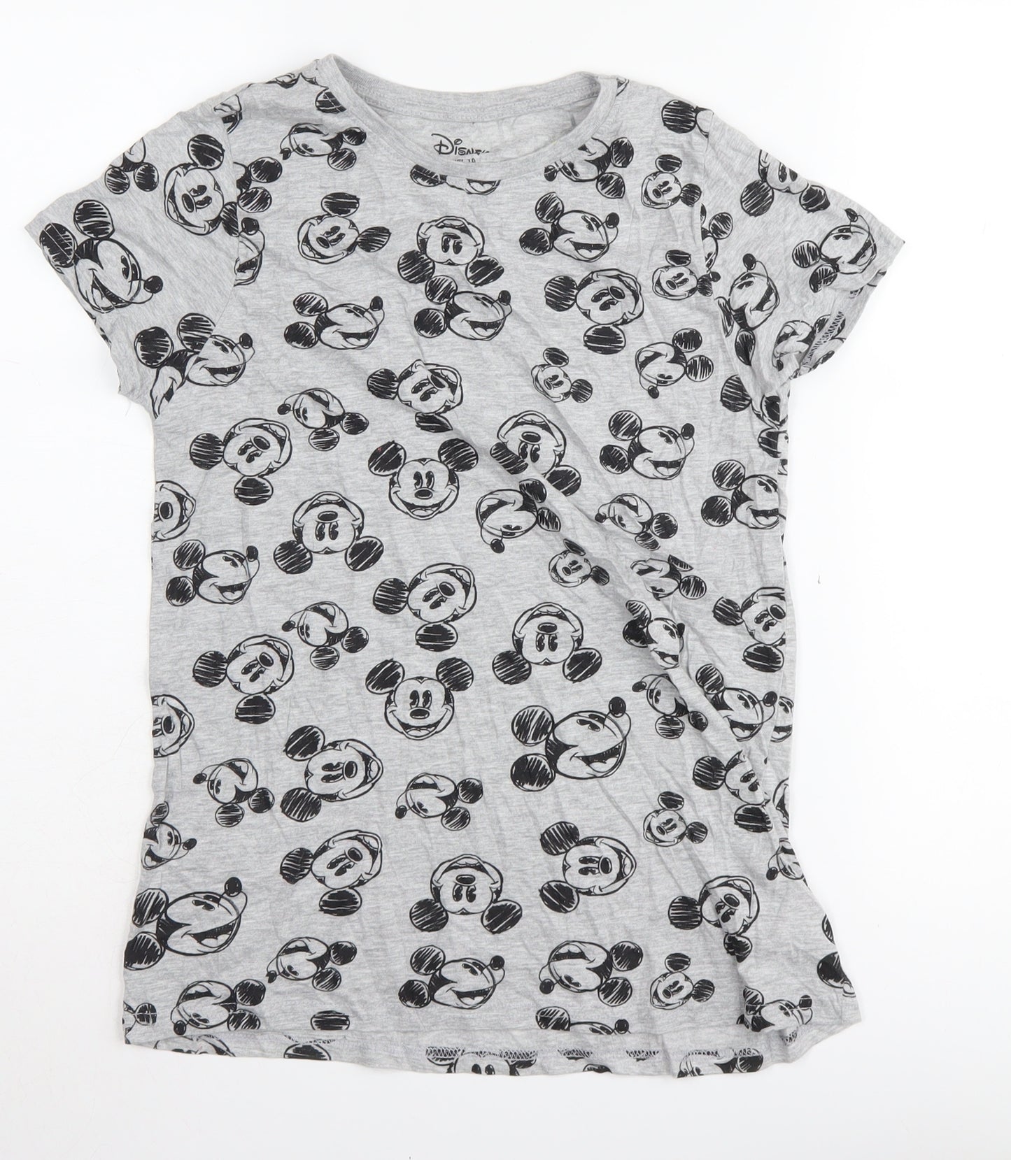 Disney Women's Grey Mickey Mouse T-Shirt Size 10