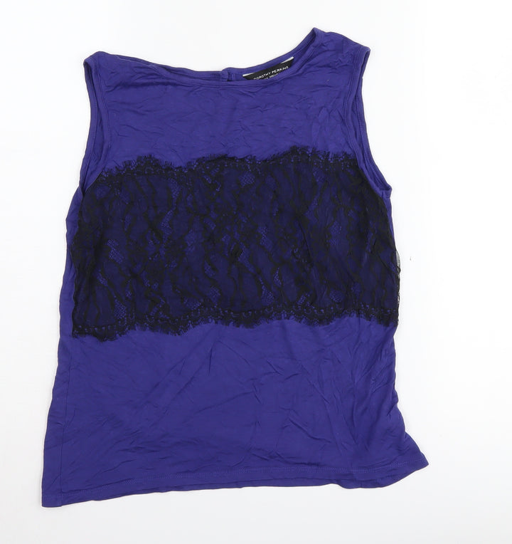 Dorothy Perkins Women's Purple Lace Tank Top Size 10 Slim