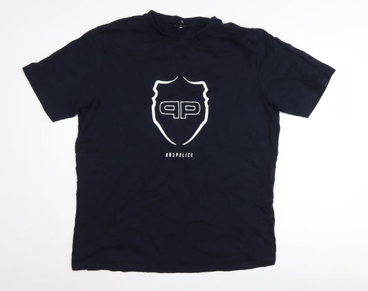 883 Police Men's Black Cotton T-Shirt 2XL Jersey Logo