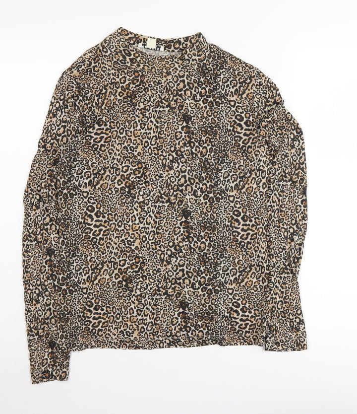 Whistles Women's Beige Animal Print Top Size 10