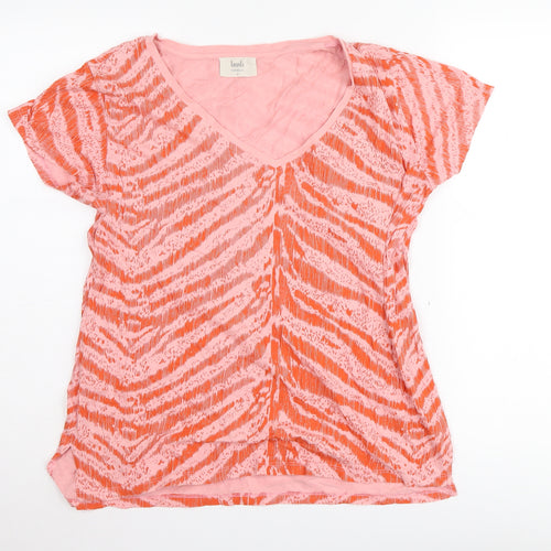 Hush Women's Pink V-Neck Animal Print T-Shirt M