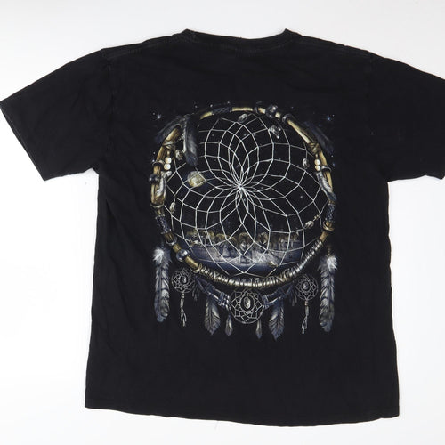 Wild Men's XL Black Cotton Graphic Native American T-Shirt