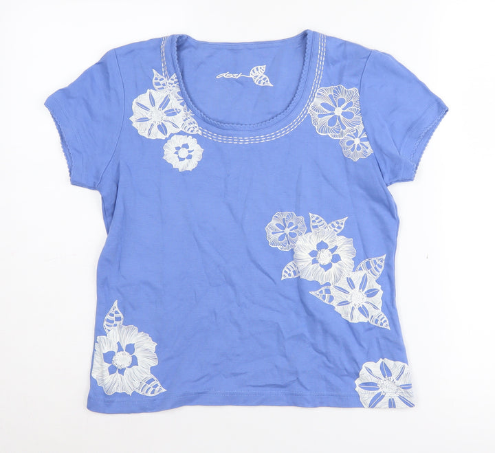 Dash Women's Blue Floral T-Shirt Size 10